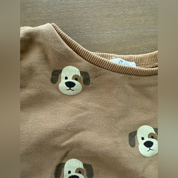 oh baby! Brooklyn Boxy Sweatshirt & Joggers- Puppy Faces Print - Caramel- 2-3 YR - Picture 6 of 8